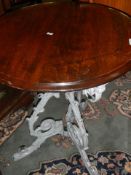 A cast iron pub table with mahogany top, COLLECT ONLY.
