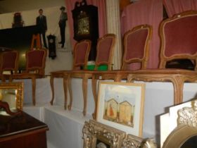 A set of six limed oak cabriole leg chairs, COLLECT ONLY.