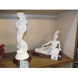 2 alabaster figures of Aphrodite and Achilles