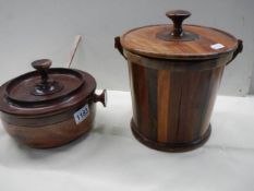 A Costa Rican wooden ice bucket with matching lidded salad bowl.