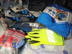 A quantity of new running items including socks, gloves, ultra light running jacket size XL etc