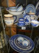 A good lot of blue and white ceramics including meat platters, COLLECT ONLY.