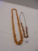 Two Baltic amber necklaces.