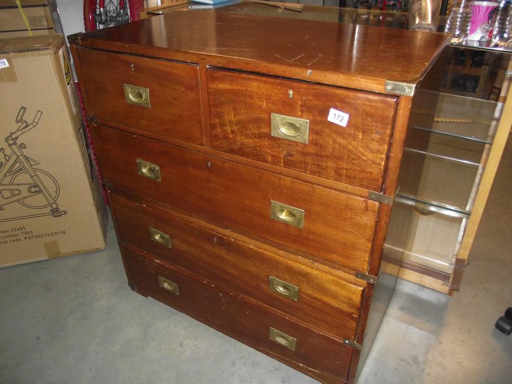 A Victorian mahogany ships chest of drawers with brass corners COLLECT ONLY