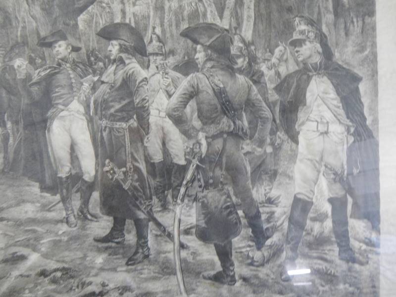 A framed and glazed signed lithograph featuring soldiers, COLLECT ONLY. - Image 5 of 5