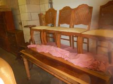 A good quality dining table and a set of four French style dining chairs, COLLECT ONLY.