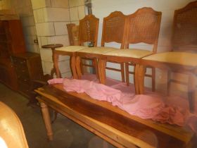 A good quality dining table and a set of four French style dining chairs, COLLECT ONLY.