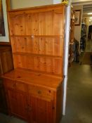 A good pine two door open rack dresser, COLLECT ONLY.