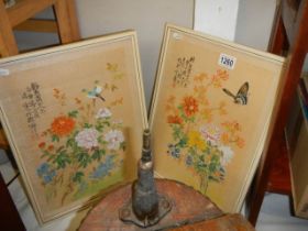 A pair of framed and glazed Chinese paintings on silk.