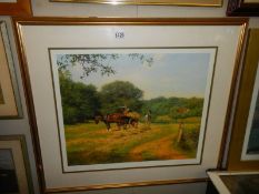 A large gilt framed study of a farmer in a field. COLLECT ONLY.