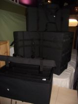 5 large black fabric carry cases for drum, gigs, with shoulder straps each 80cm x 42cm x 47cm