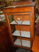 A mahogany Edwardian inlaid display cabinet, COLLECT ONLY.