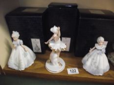 3 boxed handpainted figures including a ballet dancer