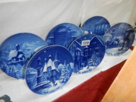 Six German blue and white plates.