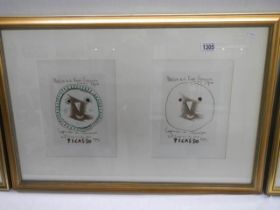 Pablo Picasso (1881-1973) Pair of plate signed lithographic prints in one frame, COLLECT ONLY