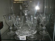A good cut glass ships decanter with six glasses. COLLECT ONLY.