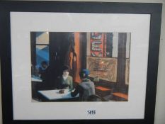A framed and glazed cafe' scene print, COLLECT ONLY.