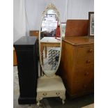 A circa 1960's cheval mirror with drawer base, COLLECT ONLY.