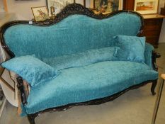 A Victorian mahogany framed cabriole leg sofa. COLLECT ONLY.