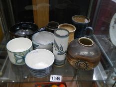 A mixed lot of studio pottery items.