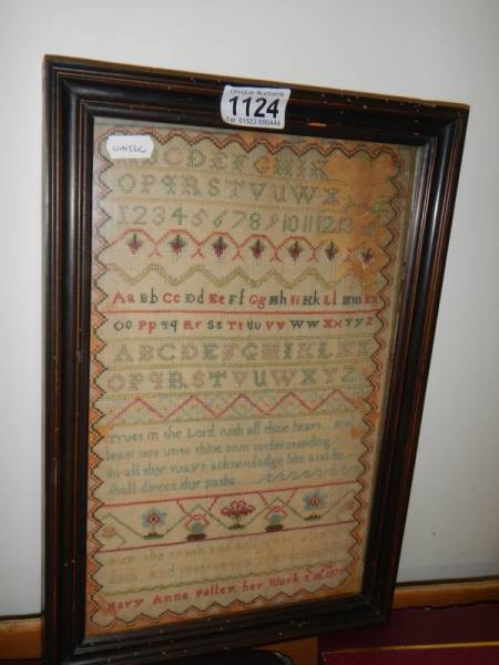 A framed and glazed Georgian sampler dated 1779 by Mary Ann Pulleg her work, COLLECT ONLY. - Image 2 of 5