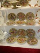An early 20th century 15 piece Spode dessert set decorated with birds, COLLECT ONLY.