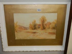 A mid 20th century framed and glazed watercolour signed H English. COLLECT ONLY.