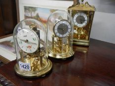 Threee anniversary clocks in working order. COLLECT ONLY.