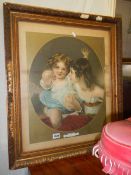 A framed and glazed circular study of two young girls. COLLECT ONLY.