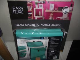 A boxed glass magnetic notice board and a file organiser COLLECT ONLY