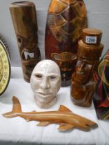 A collection of ethnic and indiginous craft items including Easter Island, Pitcairn Islands,