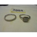 Two 9ct white gold and diamond rings, sizes N half and O, 5.3 grams.