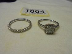 Two 9ct white gold and diamond rings, sizes N half and O, 5.3 grams.