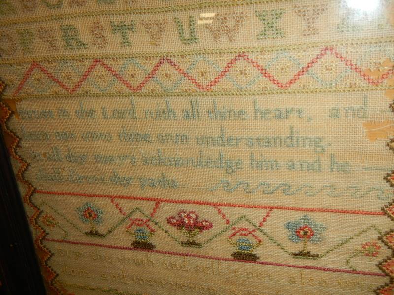 A framed and glazed Georgian sampler dated 1779 by Mary Ann Pulleg her work, COLLECT ONLY. - Image 5 of 5