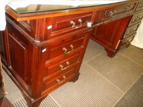 A mahogany double pedestal desk, COLLECT ONLY.