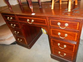 A mahogany double pedestal desk, COLLECT ONLY.