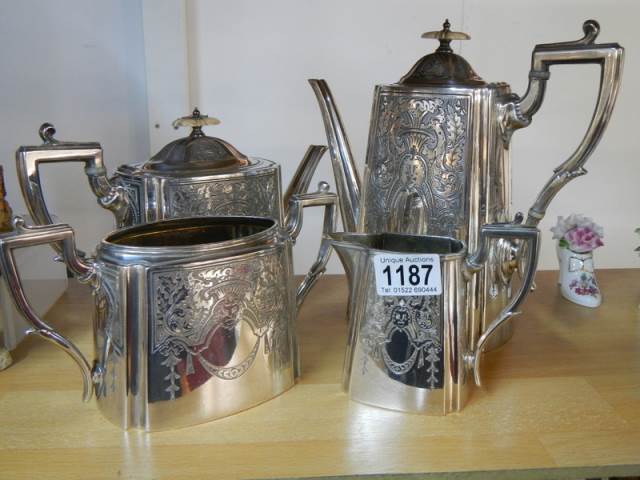 A good quality four piece silver plate tea set.