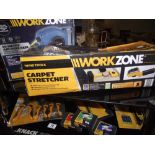 Workzone Air hose reel, carpet stretcher, punch pliers, wire stripper etc