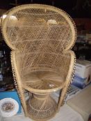 A retro wicker peacock chair COLLECT ONLY