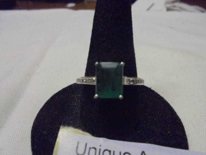 An 18ct white gold emerald and diamond ring, size L half, 2.9 grams. - Image 2 of 3