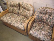 2 seater wicker conservatory sofa and 1 chair COLLECT ONLY