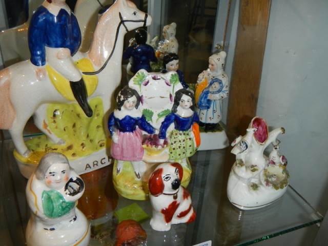 Six 19th century Staffordshire figures including horse with rider, archer etc. (the 2 small one - Image 2 of 3