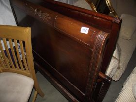 A pair of 3ft Edwardian carved bed frames with side rails COLLECT ONLY