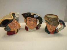 Three Royal Doulton character jugs all in good condition.