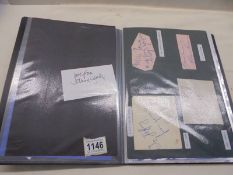 A folder of autographs including Joanna Lumley, politicians etc.,
