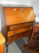 An Edwardian mahogany inlaid bureau, COLLECT ONLY.