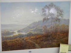 A large framed and glazed rural scene print signed Coulson, COLLECT ONLY.