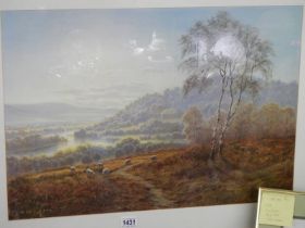 A large framed and glazed rural scene print signed Coulson, COLLECT ONLY.
