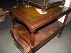 A side tea trolley table with a drawer (leather insert, wheels a/f) COLLECT ONLY