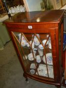 A mahogany display cabinet with inlaid top, COLLECT ONLY.